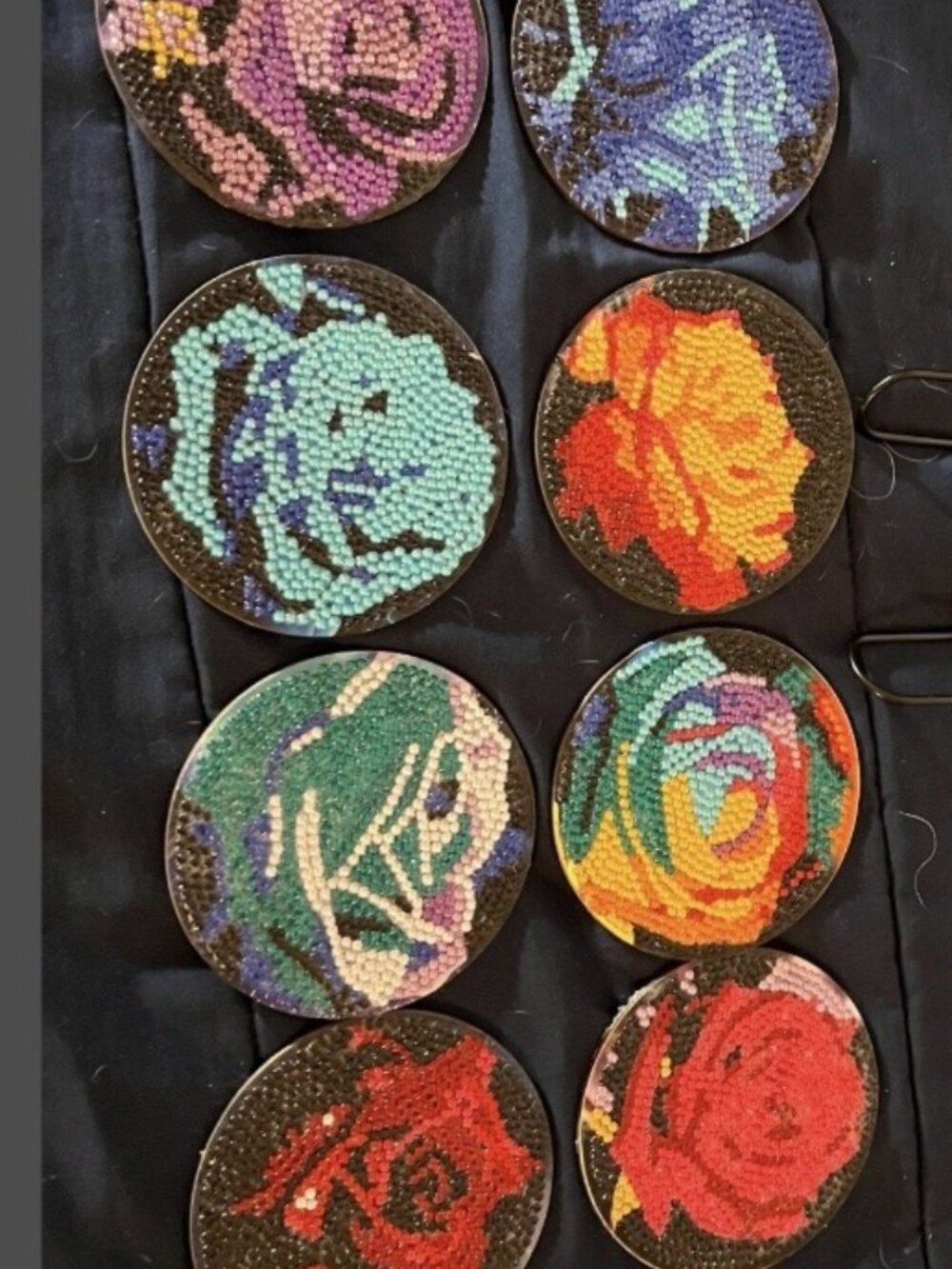 Diamond Art Roses Coasters with Metal Frame - 8 Pack Coasters